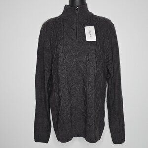 Bleu‎ Ice Womens Gray Cable Knit Pullover Sweater Size Large 1/4 Zip Turtleneck